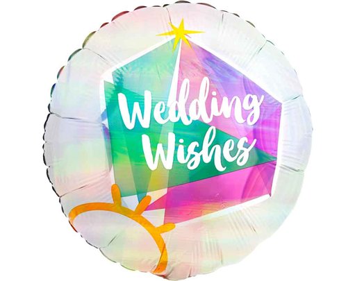 18in IRIDESCENT WEDDING RING HOLOGRAPHIC FOIL BALLOON