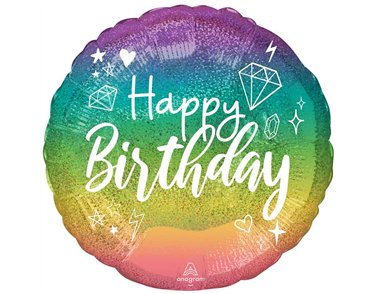 18in SPARKLE BIRTHDAY HOLOGRAPHIC FOIL BALLOON