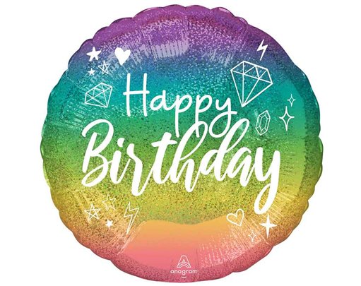 18in SPARKLE BIRTHDAY HOLOGRAPHIC FOIL BALLOON