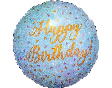 18in WOO HOO BIRTHDAY HOLOGRAPHIC FOIL BALLOON