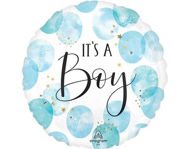 18in BABY BOY BLUE WATERCOLOR FOIL BALLOON