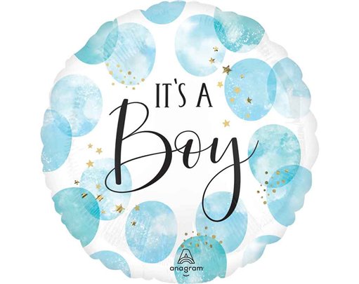18in BABY BOY BLUE WATERCOLOR FOIL BALLOON