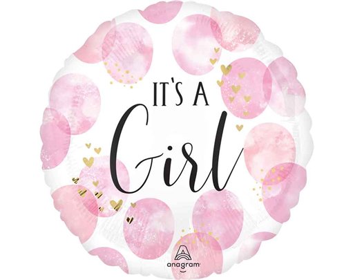 18in BABY GIRL PINK WATERCOLOR FOIL BALLOON