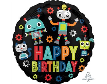 18in BIRTHDAY ROBOTS FOIL BALLOON