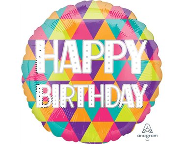 18in COLORFUL TRIANGLES BIRTHDAY FOIL BALLOON