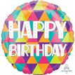 18in COLORFUL TRIANGLES BIRTHDAY FOIL BALLOON