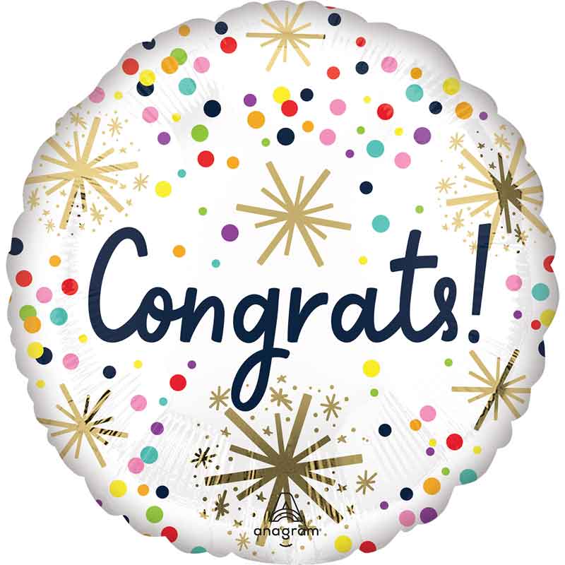 18in CONFETTI SPRINKLE CONGRATS FOIL BALLOON