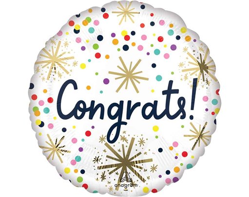 18in CONFETTI SPRINKLE CONGRATS FOIL BALLOON