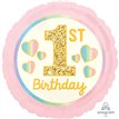 18in GIRL 1ST BIRTHDAY PNK & GOLD FOIL BALLOON