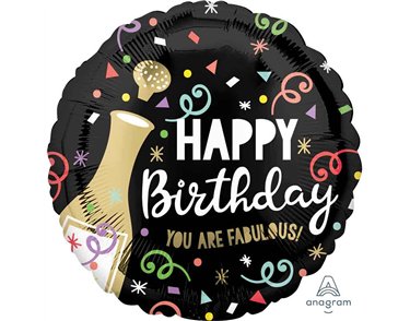18in HAPPY BIRTHDAY GOLD BUBBLY FOIL BALLOON