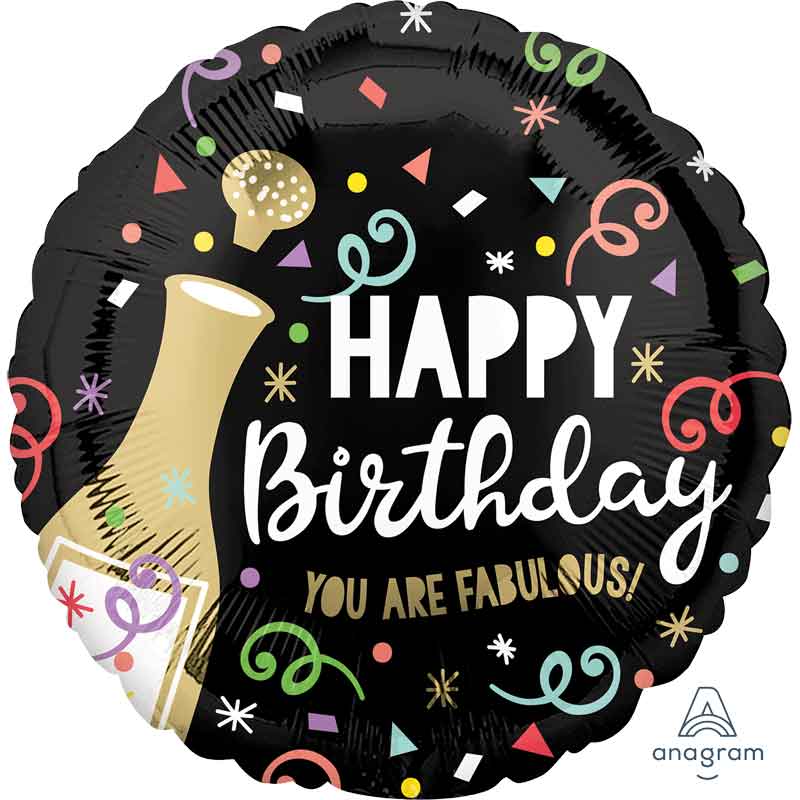 18in HAPPY BIRTHDAY GOLD BUBBLY FOIL BALLOON