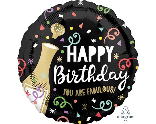 18in HAPPY BIRTHDAY GOLD BUBBLY FOIL BALLOON