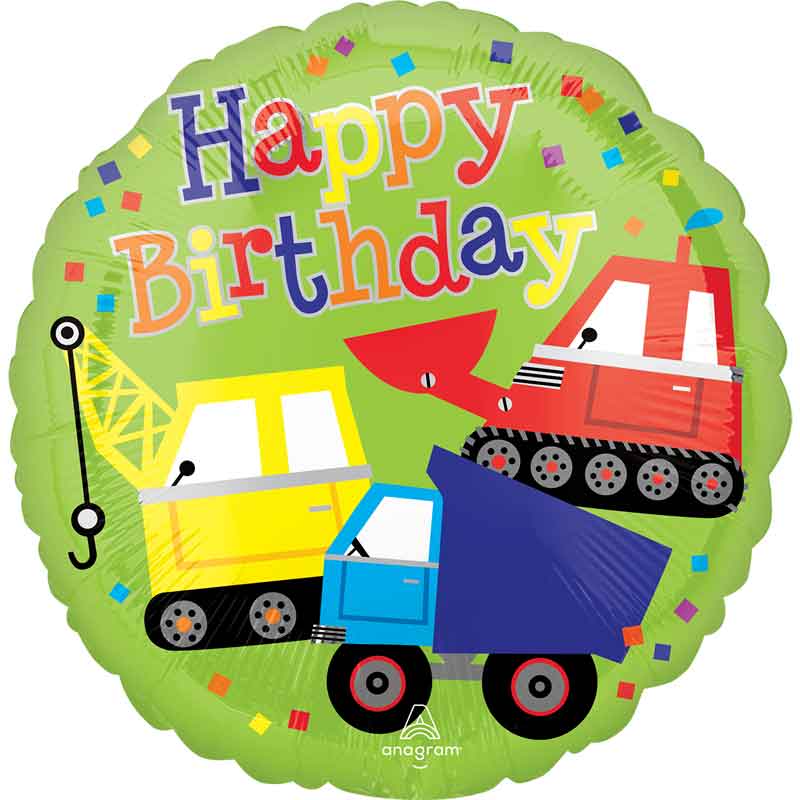 18in HAPPY BIRTHDAY TRUCKS FOIL BALLOON