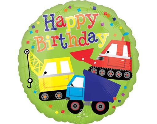 18in HAPPY BIRTHDAY TRUCKS FOIL BALLOON