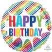 18in HAPPY BIRTHDAY STRIPED BURST FOIL BALLOON