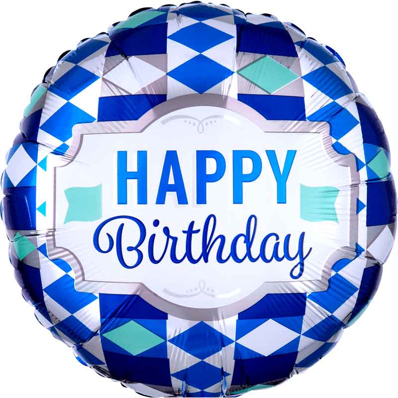 18in HAPPY BIRTHDAY TIE PATTERN FOIL BALLOON