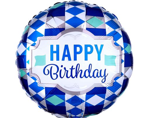18in HAPPY BIRTHDAY TIE PATTERN FOIL BALLOON