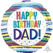 18in HPPY BIRTHDAY DAD PAINTED STRIPES FOIL BALLOON