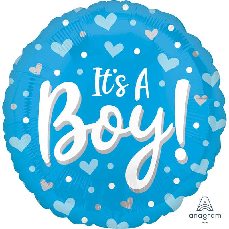 18in IT'S A BOY HEARTS & FOIL BALLOON