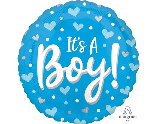 18in IT'S A BOY HEARTS & FOIL BALLOON
