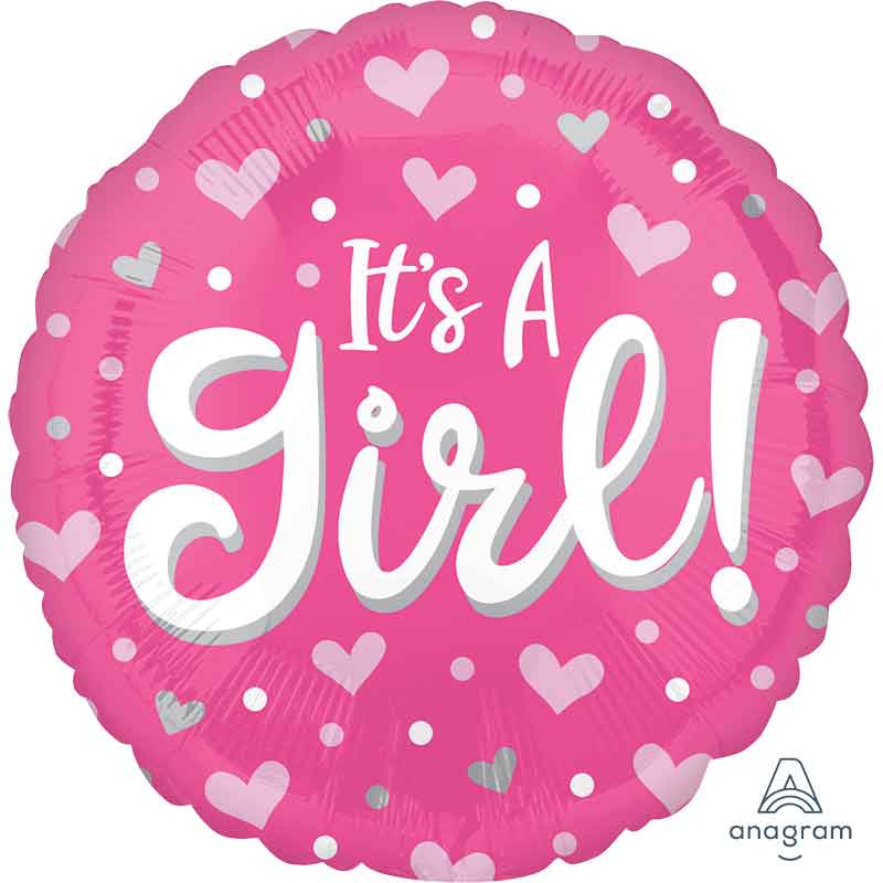 18in IT'S A GIRL HEARTS & FOIL BALLOON