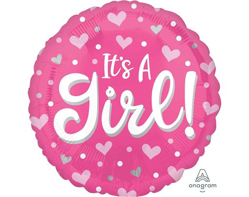 18in IT'S A GIRL HEARTS & FOIL BALLOON