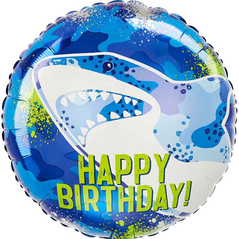 18in SHARK HAPPY BIRTHDAY FOIL BALLOON
