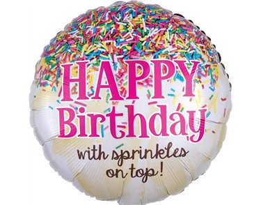 18in SPRINKLES ON TOP BIRTHDAY FOIL BALLOON