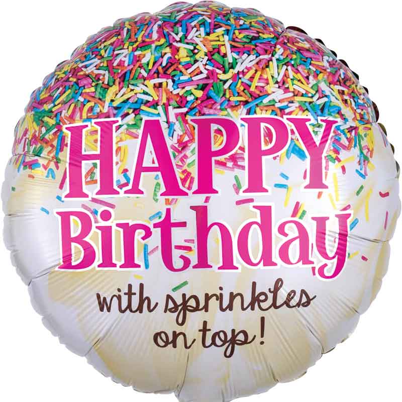 18in SPRINKLES ON TOP BIRTHDAY FOIL BALLOON