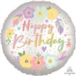 18in BOHO BIRTHDAY SATIN FLOWERS  FOIL BALLOON