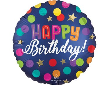 18in BIRTHDAY BLUE CONFETTI  FOIL BALLOON