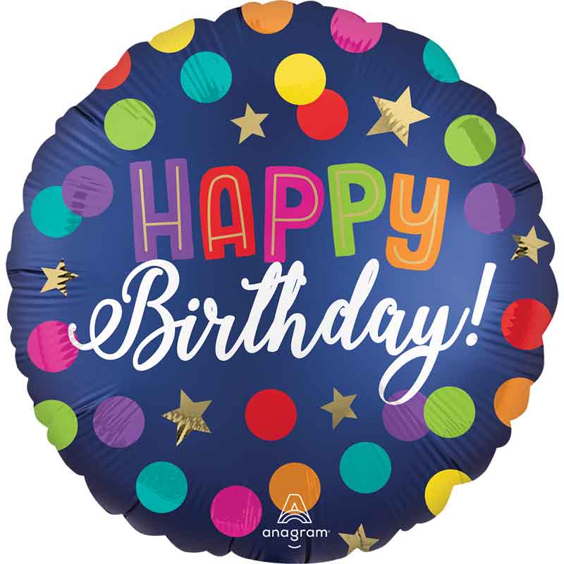 18in BIRTHDAY BLUE CONFETTI  FOIL BALLOON