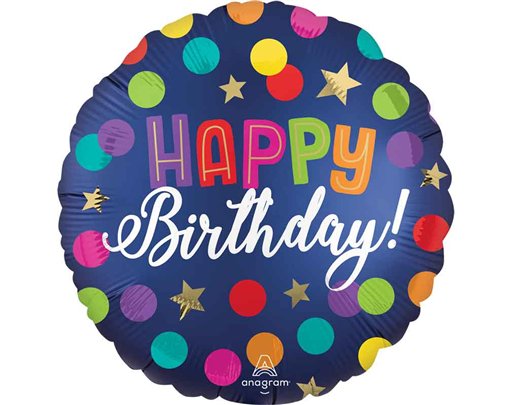 18in BIRTHDAY BLUE CONFETTI  FOIL BALLOON