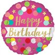 18in BIRTHDAY PINK CONFETTI  FOIL BALLOON