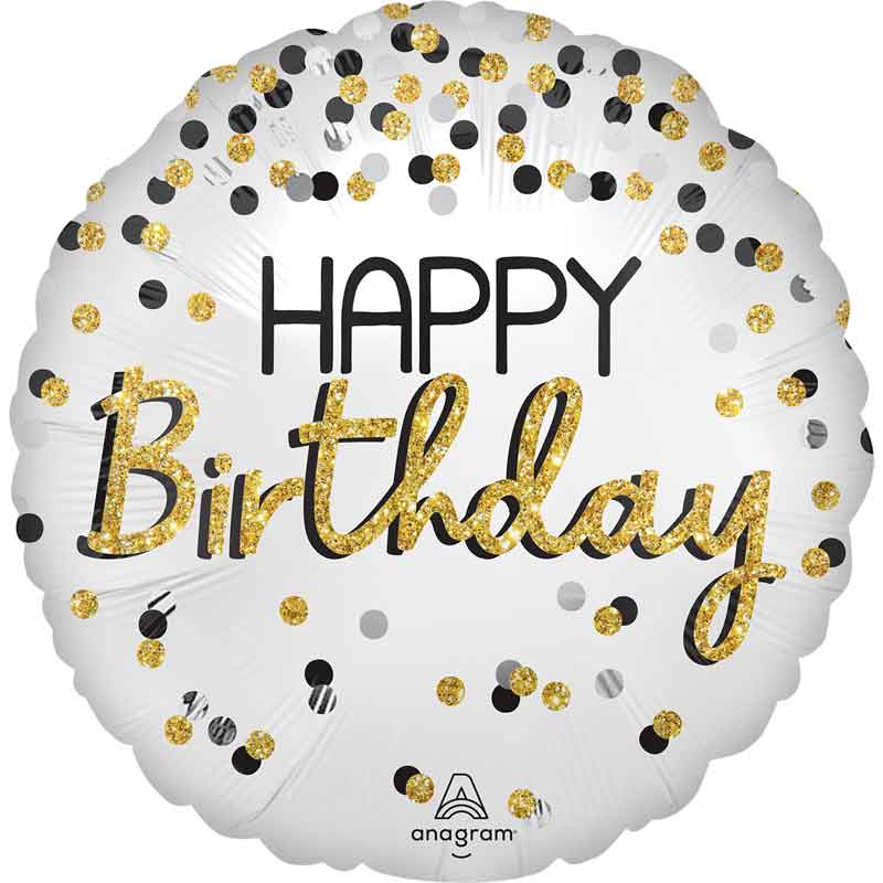 18in BLACK SILVER GOLD BIRTHDAY FOIL BALLOON
