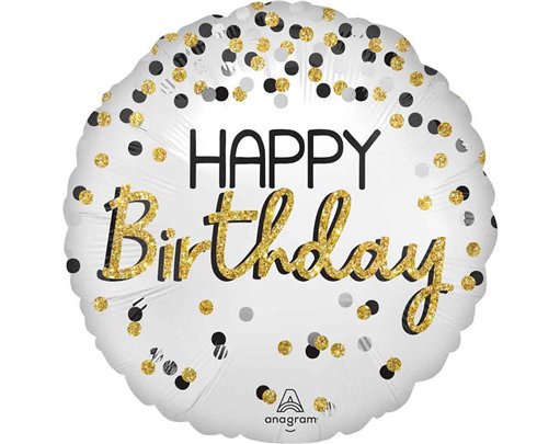 18in BLACK SILVER GOLD BIRTHDAY FOIL BALLOON