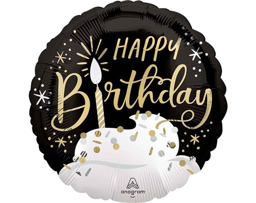 18n BLACK SILVER GOLD BIRTHDAY WISHES  FOIL BALLOON