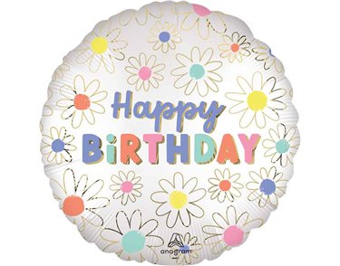 18in DAISIES HAPPY BIRTHDAY FOIL BALLOON