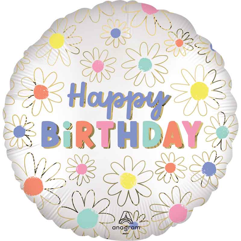 18in DAISIES HAPPY BIRTHDAY FOIL BALLOON