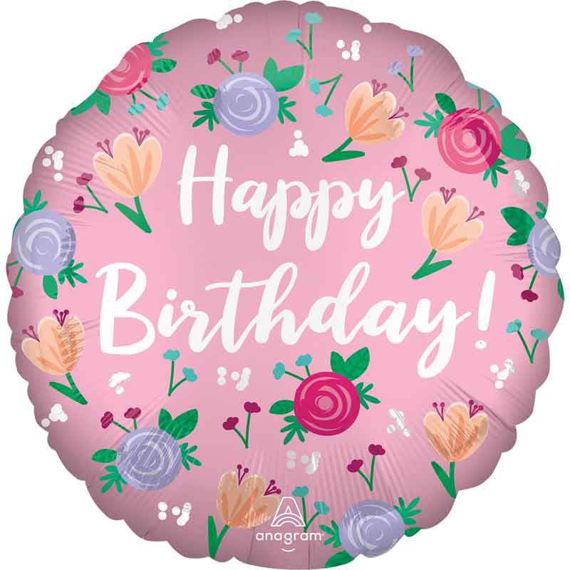 18in HAPPY BIRTHDAY PEONY FOIL BALLOON