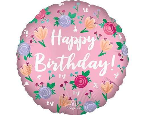18in HAPPY BIRTHDAY PEONY FOIL BALLOON