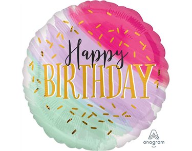 18in WATER COLOR BIRTHDAY FOIL BALLOON