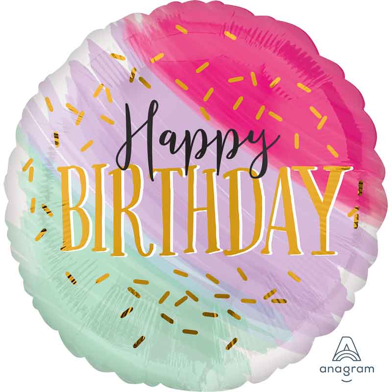 18in WATER COLOR BIRTHDAY FOIL BALLOON