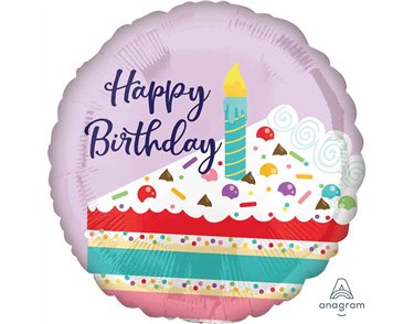 18in PURPLE CONFETTI CAKE FOIL BALLOON