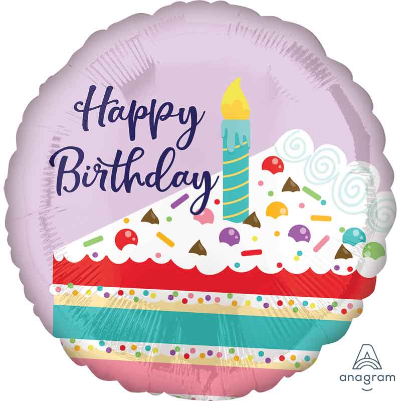 18in PURPLE CONFETTI CAKE FOIL BALLOON