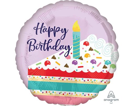 18in PURPLE CONFETTI CAKE FOIL BALLOON