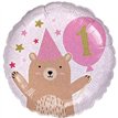 18in 1ST BIRTHDAY BEAR GIRL FOIL BALLOON