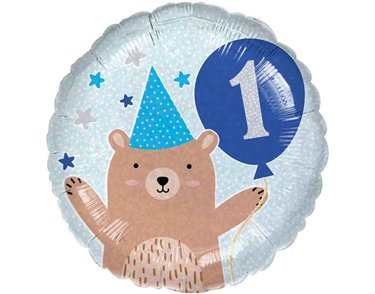 18in 1ST BIRTHDAY BEAR BOY FOIL BALLOON