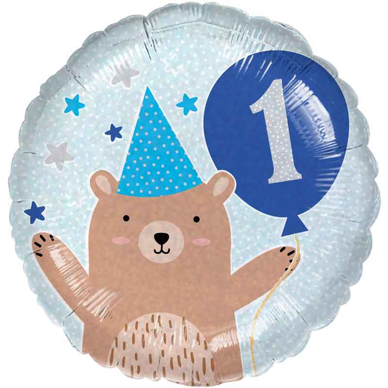 18in 1ST BIRTHDAY BEAR BOY FOIL BALLOON