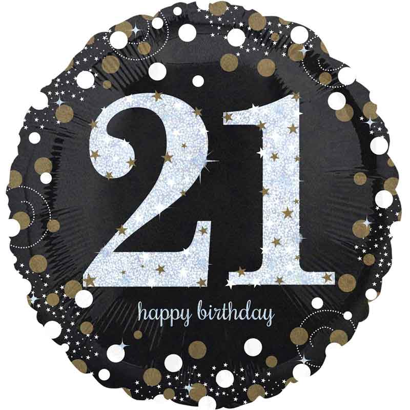 18in SPARKLING BIRTHDAY 21 FOIL BALLOON
